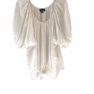 Karen Kane white blouse balloon sleeves size L